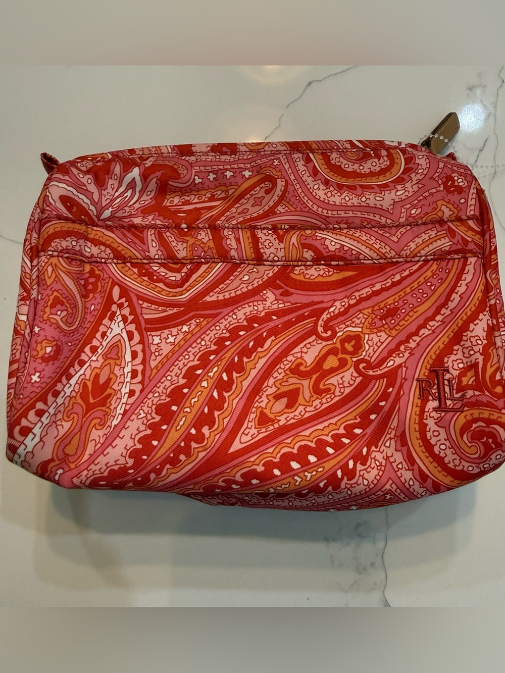 Ralph Lauren Pink & Red Paisley Cosmetic Pouch